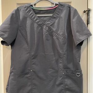 ScrubStar women’s Gray Scrub Top with Pockets LG